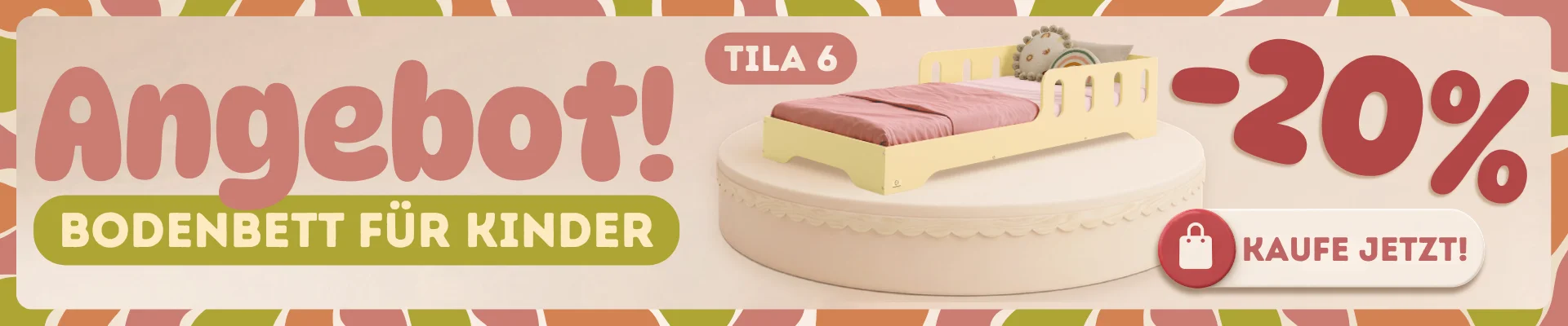 Kinder-Bodenbett TILA 6 mit 20 % Rabatt.
