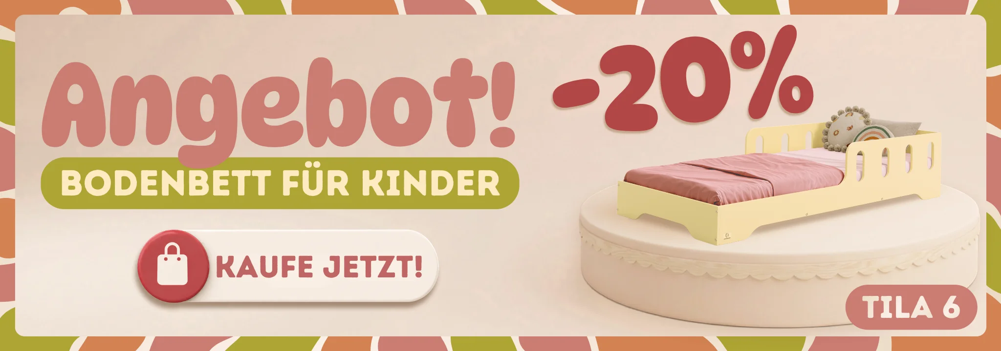 Kinder-Bodenbett TILA 6 mit 20 % Rabatt.
