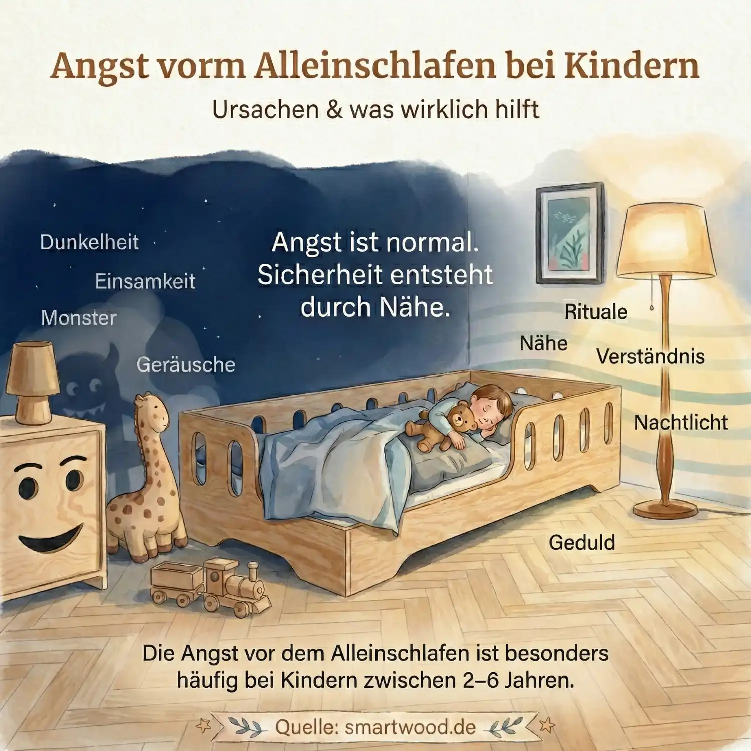 Angst vorm Alleinschlafen bei Kindern: Ursachen & Tipps - Smartwood