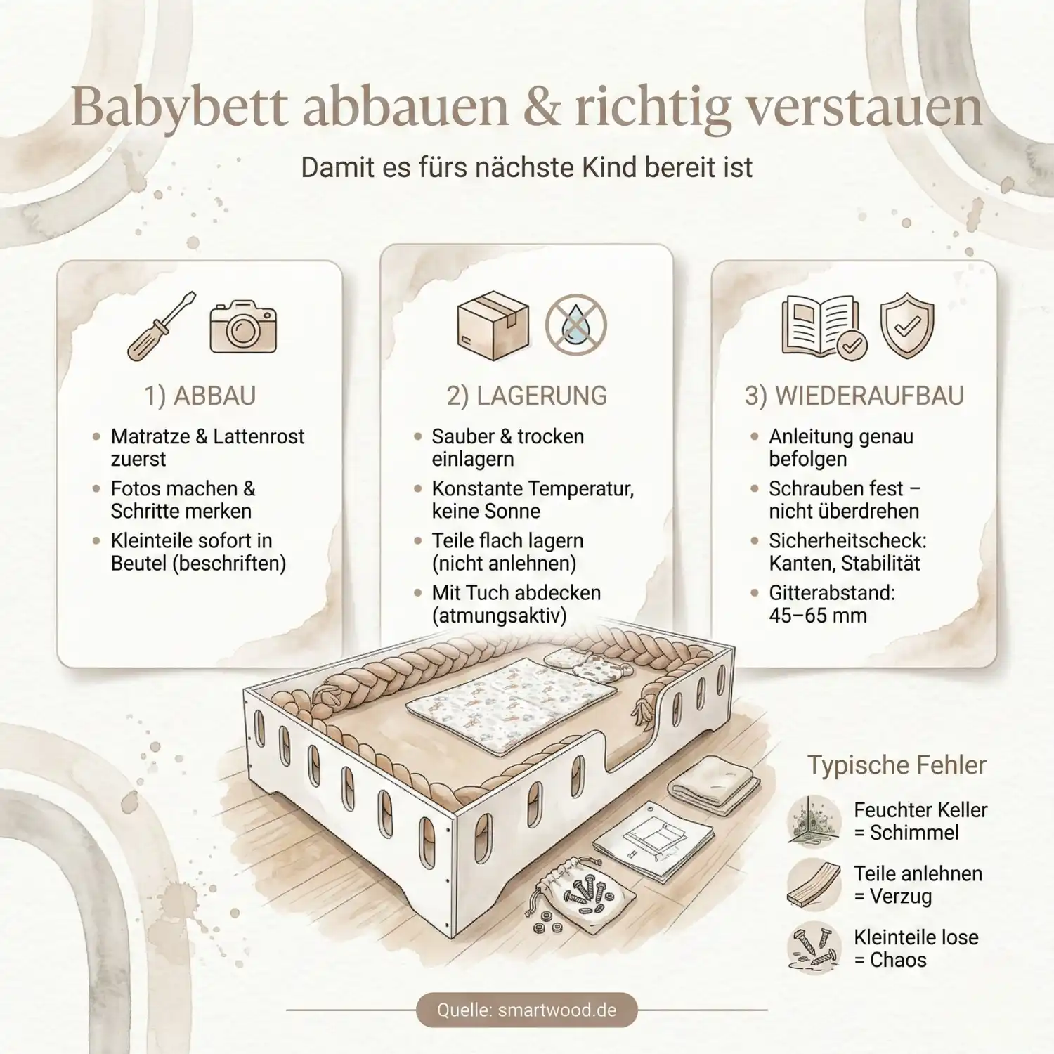 Das Babybett abbauen und richtig verstauen: Eine Anleitung, damit es für das nächste Kind bereit ist!