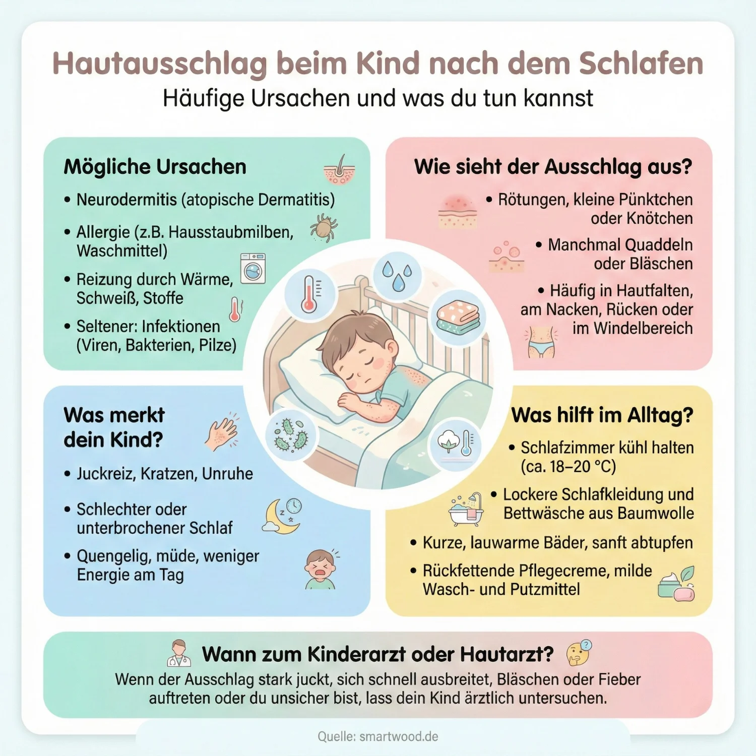 Hautausschlag beim Kind nach dem Schlafen Ursachen, Symptome und Hausmittel