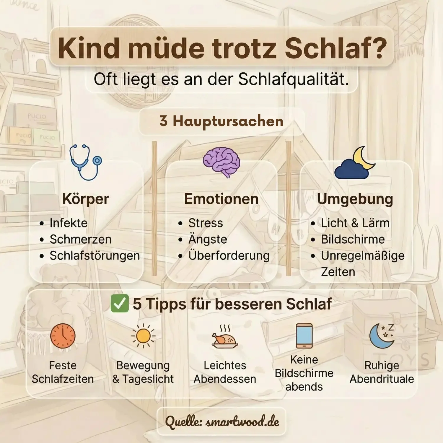 Kind müde trotz Schlaf? Ursachen und Tipps für besseren Kinderschlaf