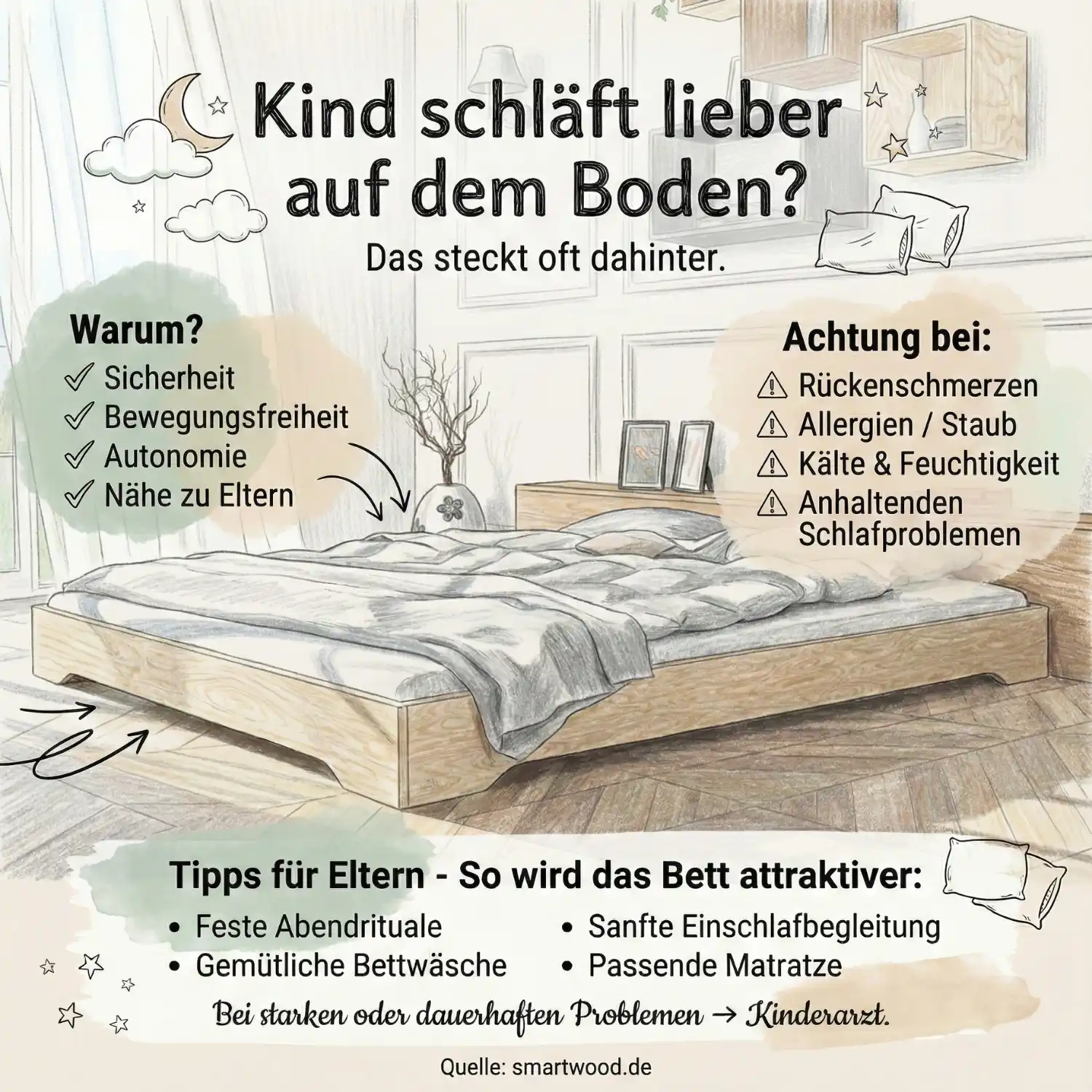 Kind schläft lieber auf dem Boden: Tipps für Eltern