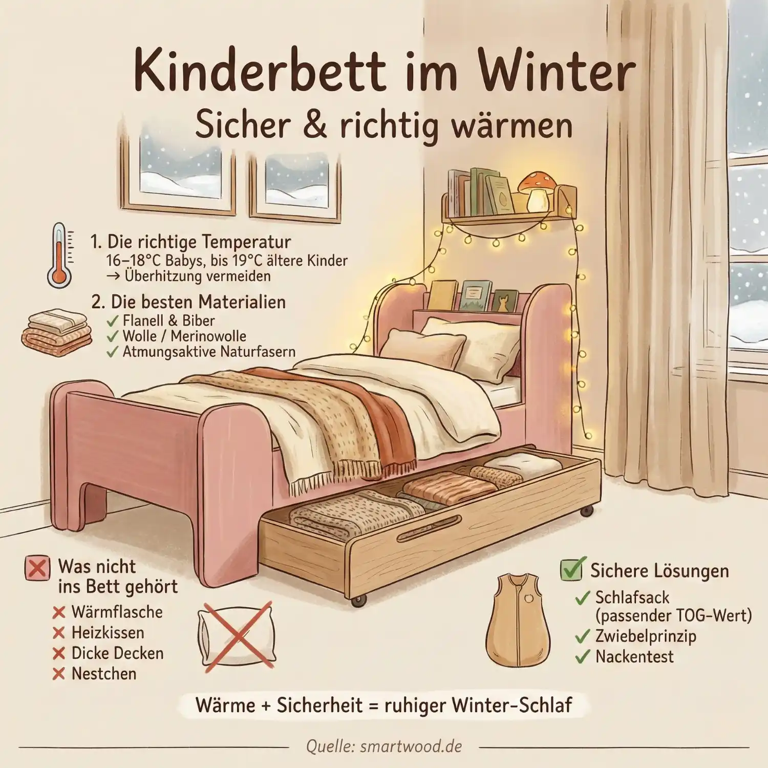 Kinderbett im Winter: So wärmen Sie es sicher & richtig
