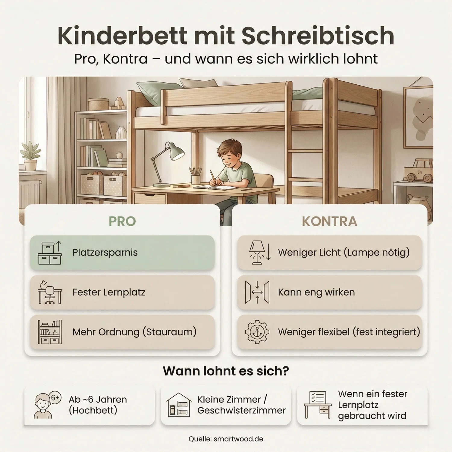 Kinderbett mit Schreibtisch - Die Lösung für Ihr Kind? Pro, Kontra und wann es sich wirklich lohnt!