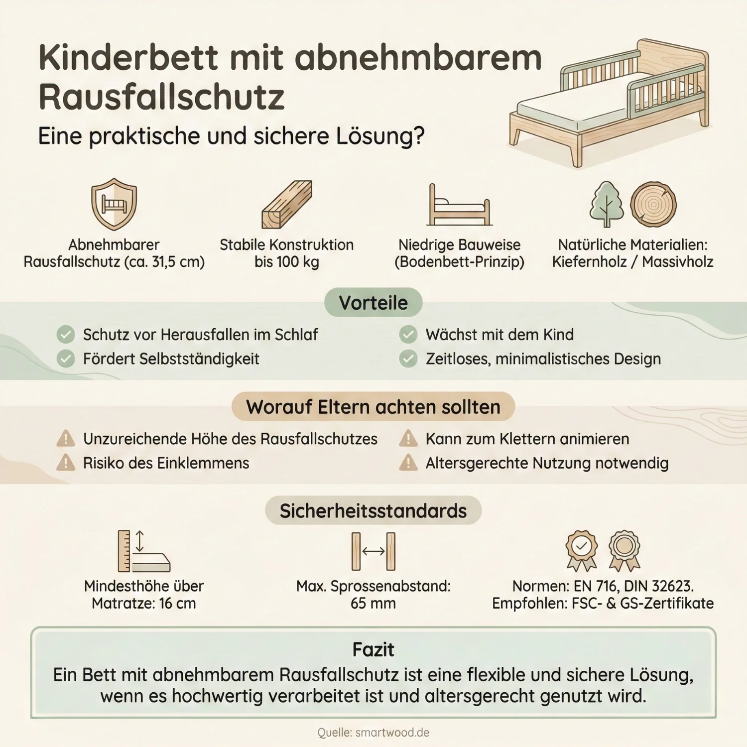Kinderbett mit abnehmbarem Rausfallschutz - Eine praktische und sichere Lösung?