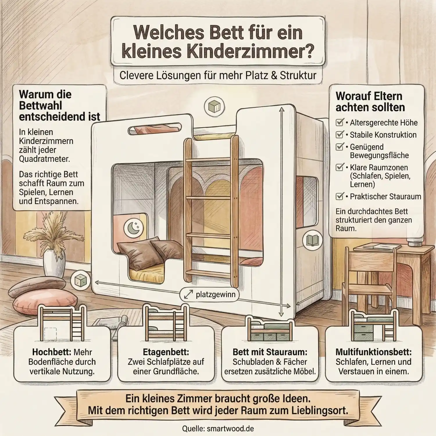Welches Bett für ein kleines Kinderzimmer? Clevere Tipps