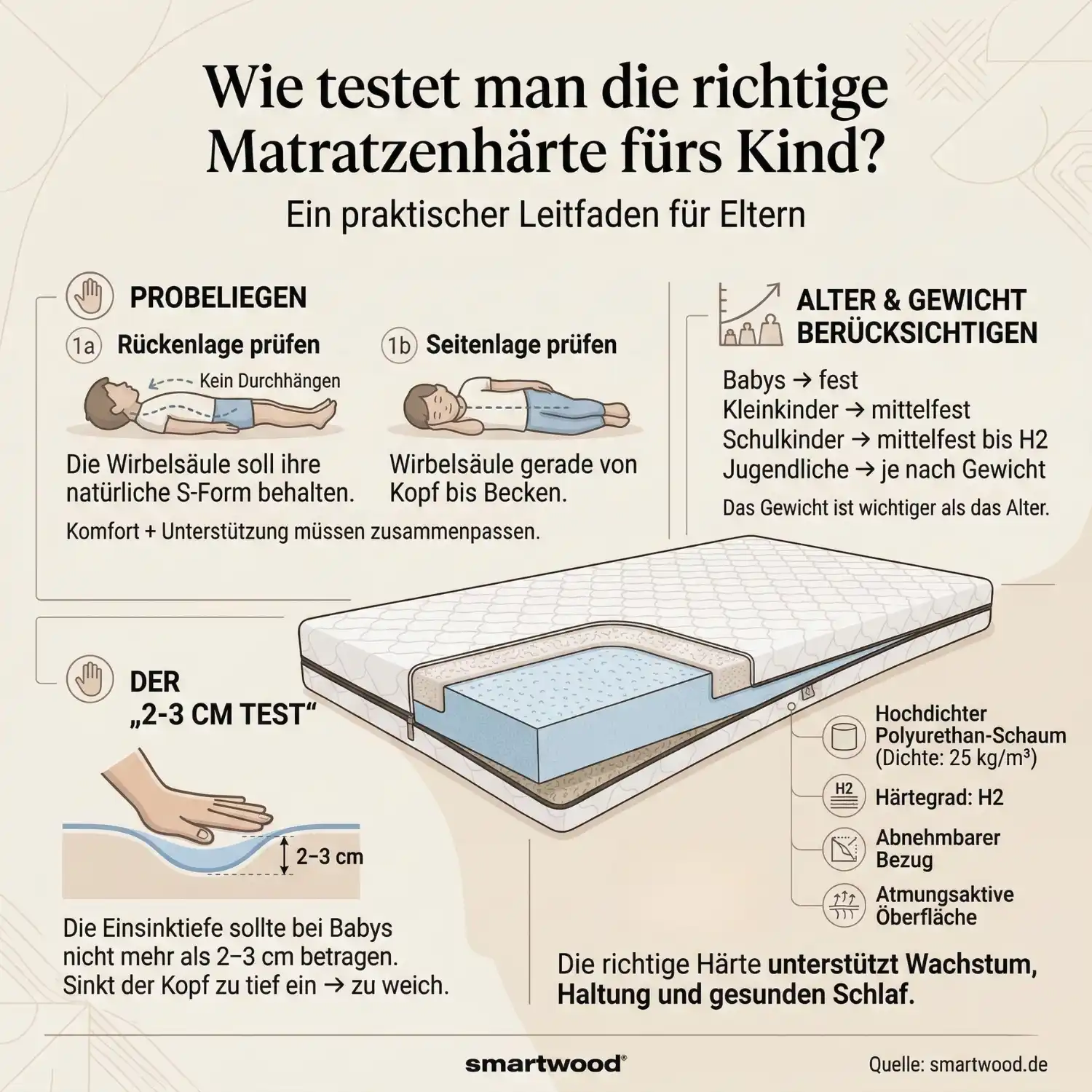 Wie man die richtige Matratzenhärte fürs Kind testet: Ein Leitfaden für Eltern, die wirklich wissen wollen