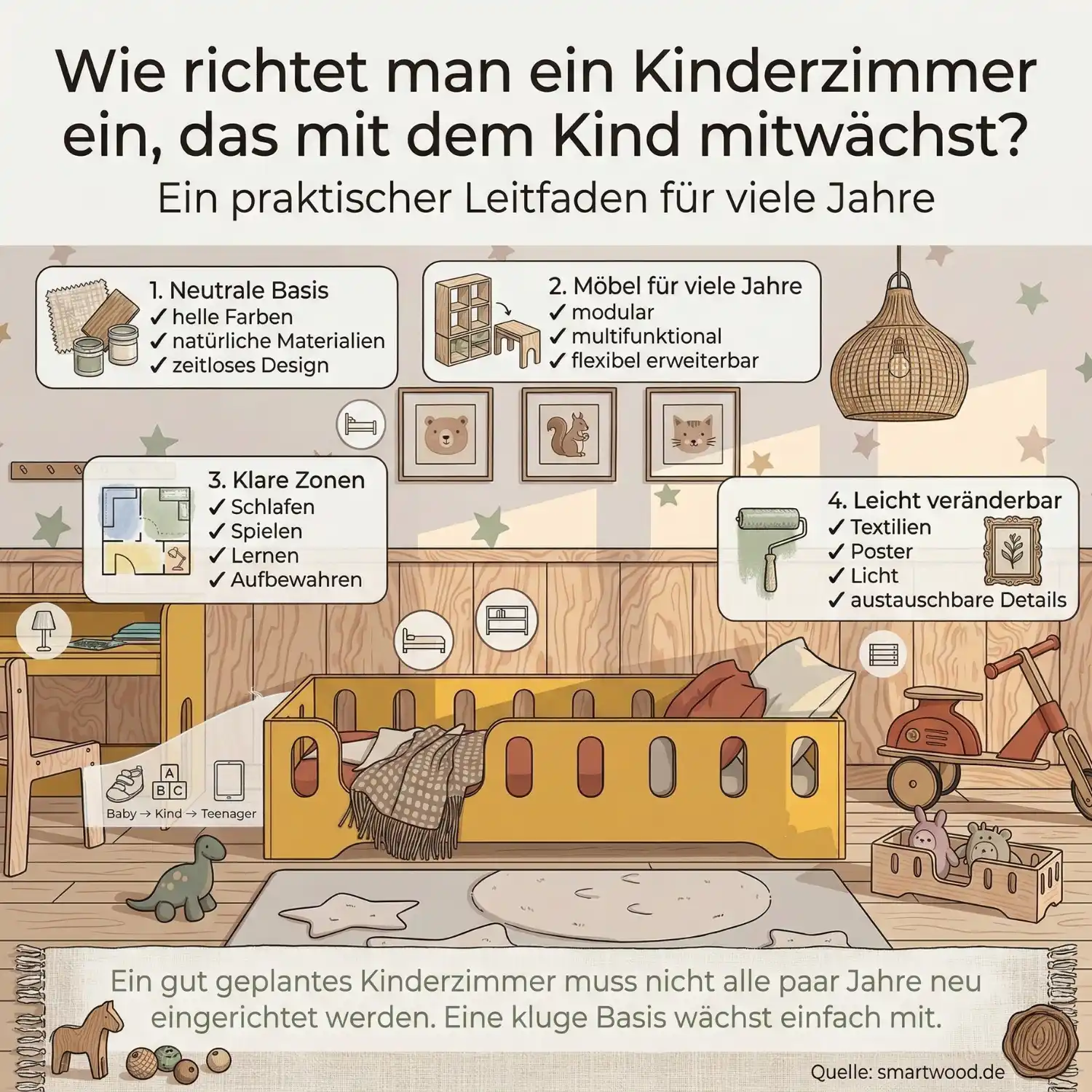 Wie richtet man ein Kinderzimmer ein, das mit dem Kind mitwächst? Ein praktischer Leitfaden für eine Einrichtung für viele Jahre