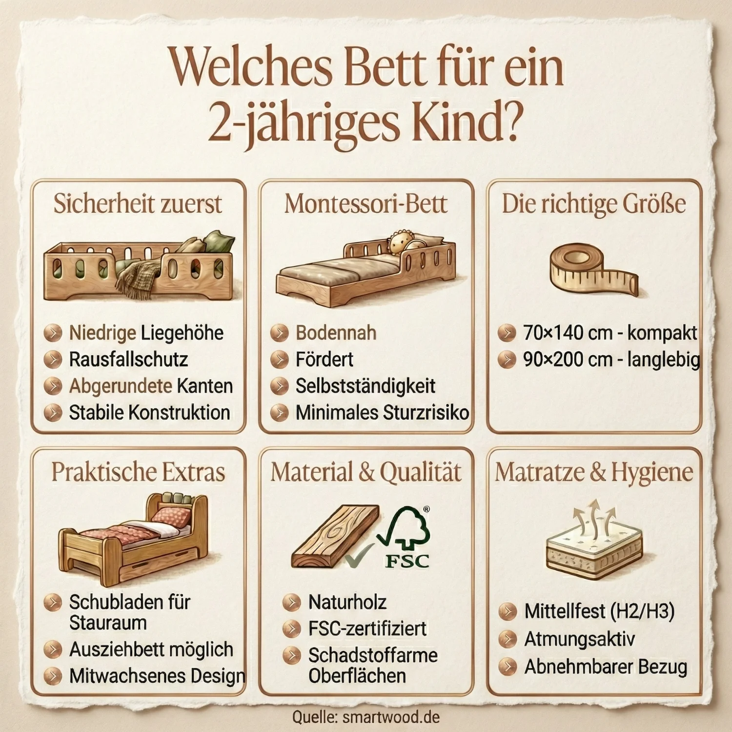 Einzelbett für Kinder mit Rausfallschutz und Lattenrost TILA 1 Montessori Holz