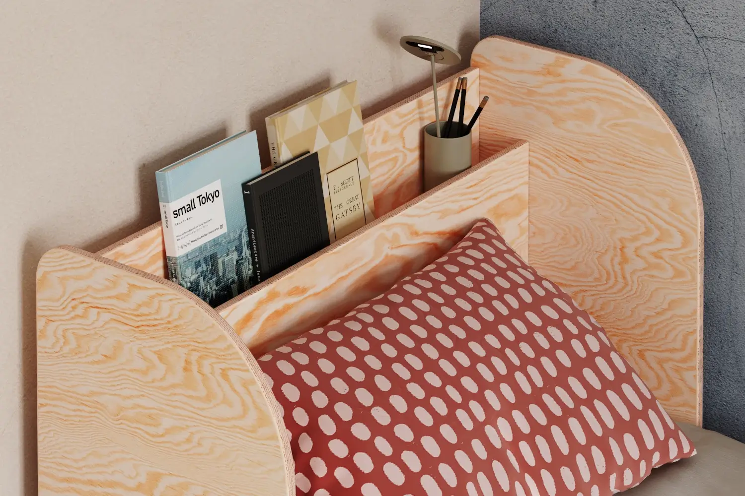 Einzelbett für Kinder und Jugendliche mit Ablage und Lattenrost FLOU Klassisch Holz