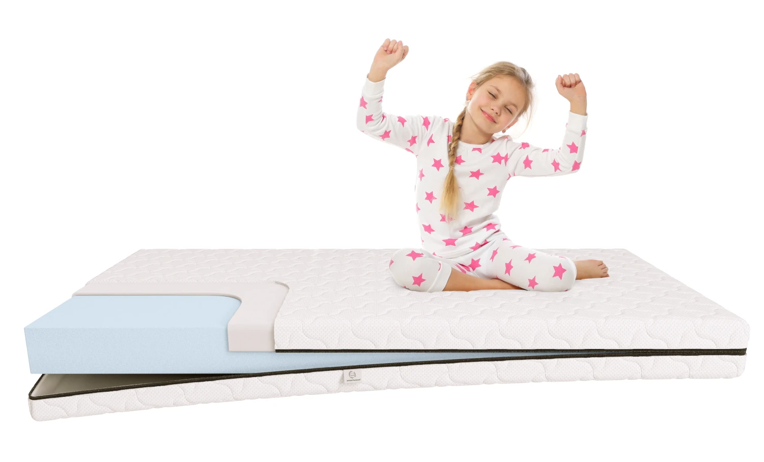 Set Schaumstoffmatratze 12 cm mit Bettlaken für Kinder mittlerer Härtegrad (H2)
