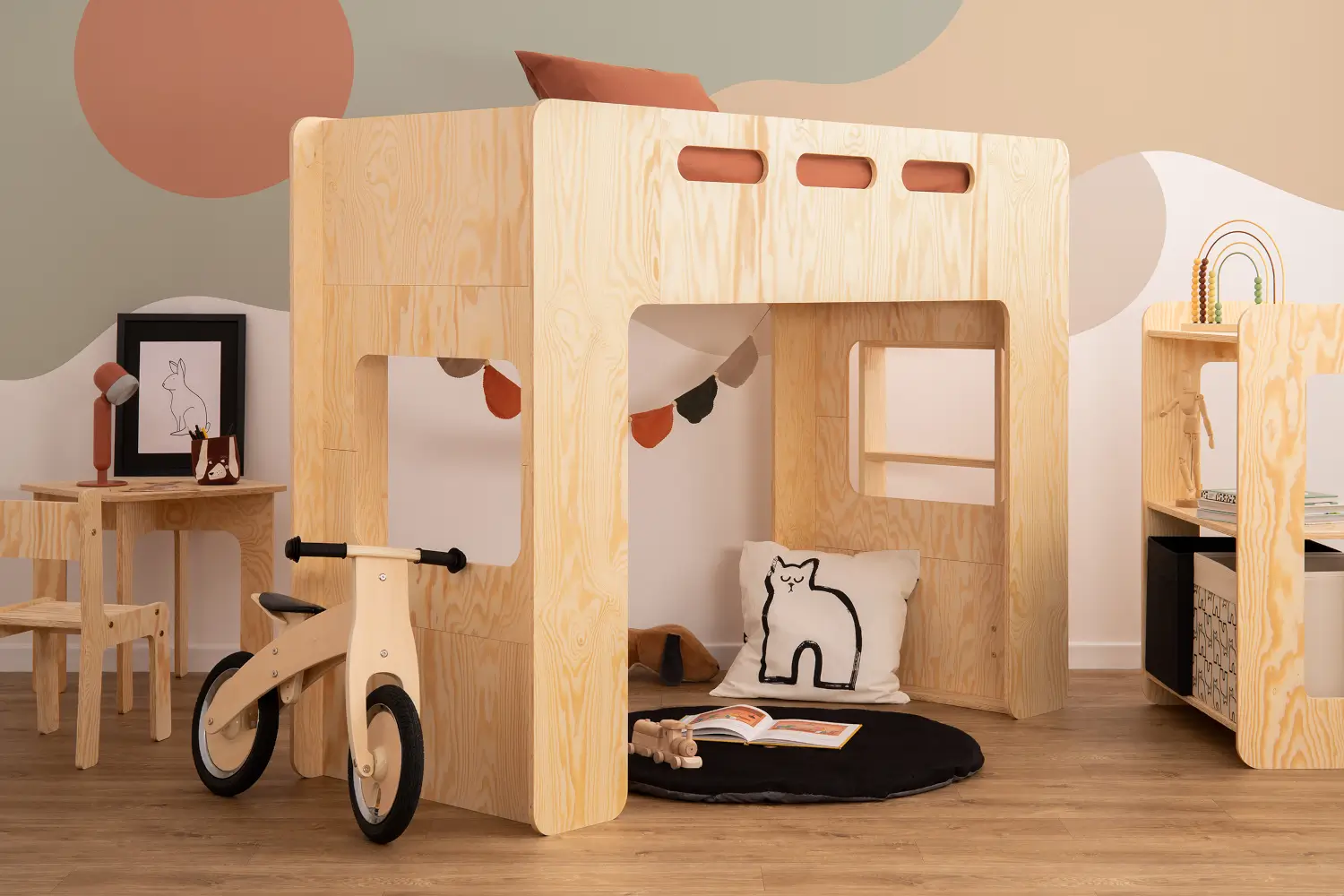 Hochbett für Kinder mit Lattenrost MIMI A Montessori Holz
