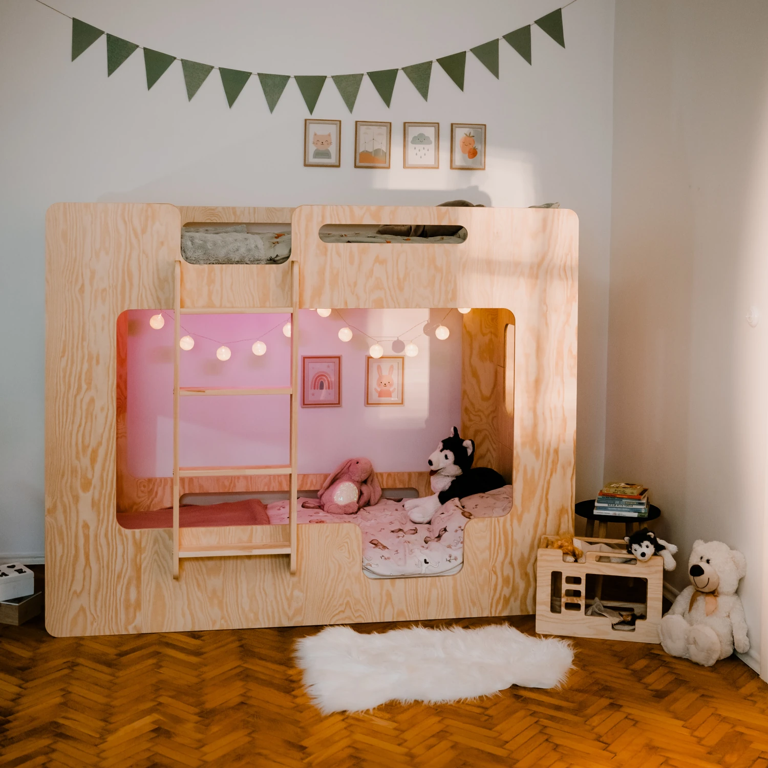 Etagenbett für Kinder mit Rausfallschutz und Lattenrost MIMI B Montessori Holz