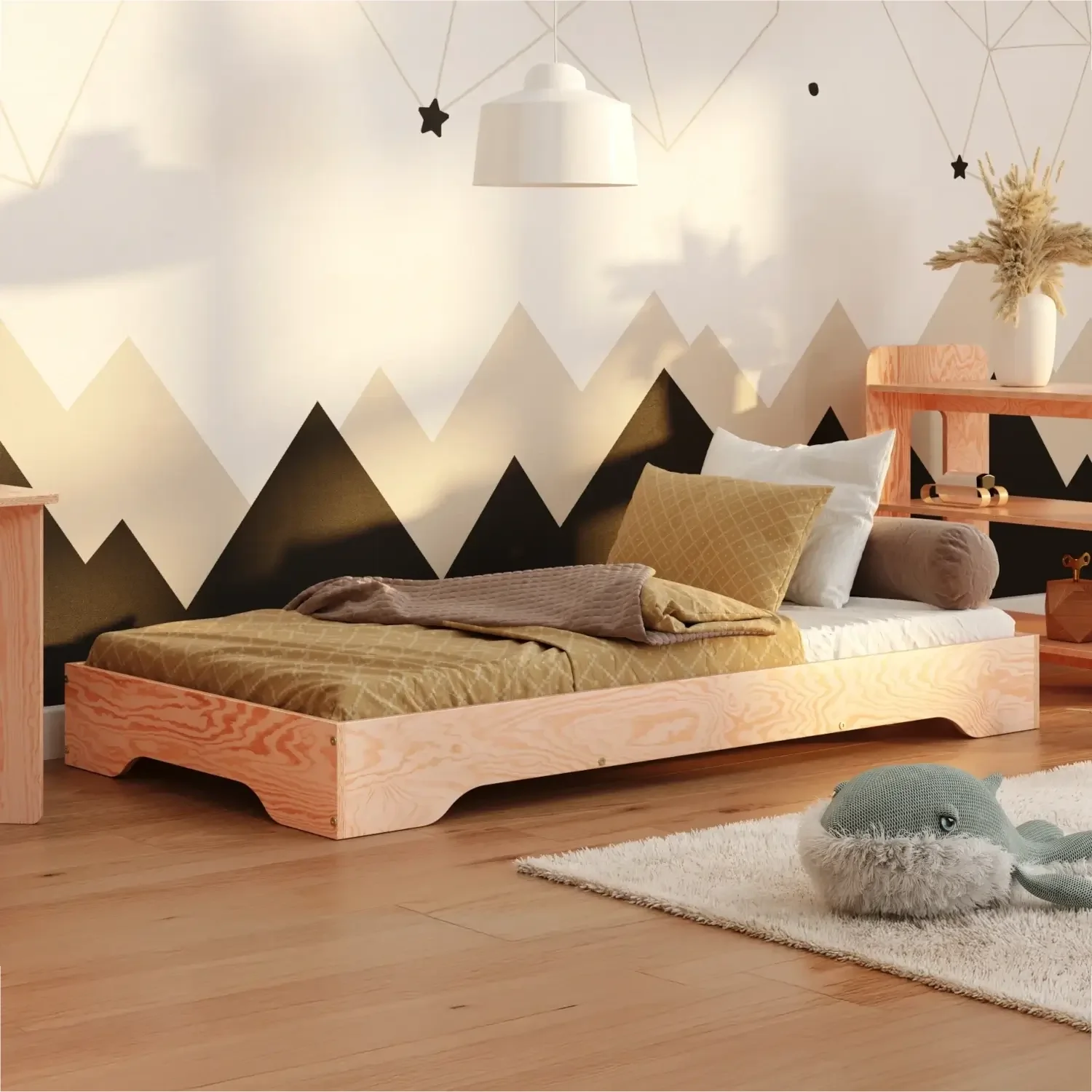 Bodenbett für Kinder mit Lattenrost TILA 7 Montessori Holz