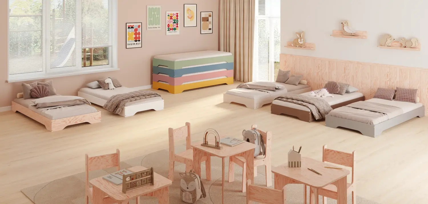 Bodenbett für Kinder mit Lattenrost TILA 7 Montessori Holz