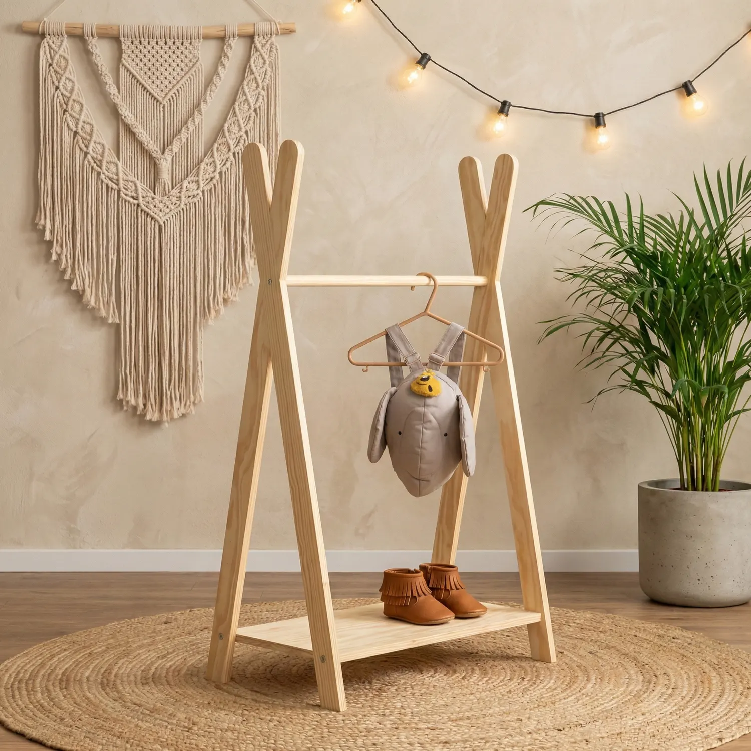 Kleiderständer für Kinder mit Ablage TIPI Montessori Holz