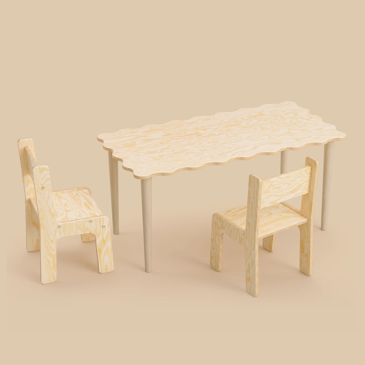 Großer Kindertisch mit Stühlen SET NALU TAB XL Montessori Holz