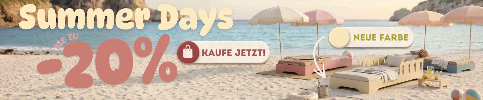 Sommertage mit bis zu -15 % Rabatt auf Kinderbetten in neuen Farben