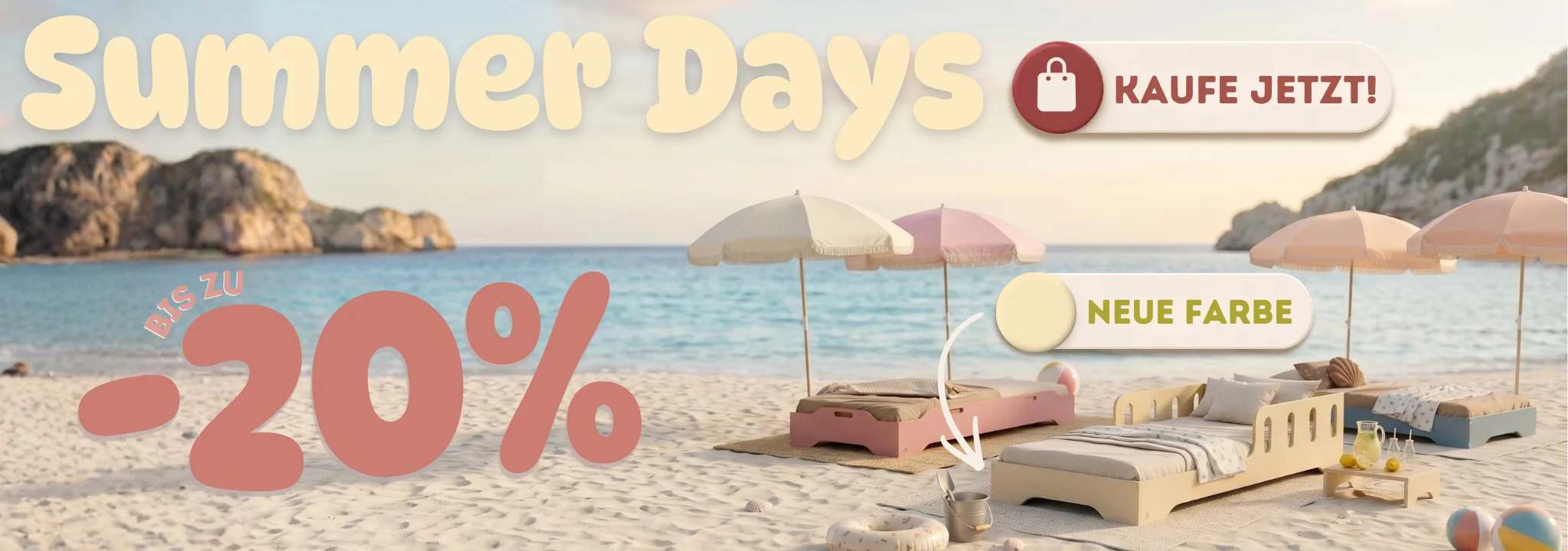 Sommertage mit bis zu -15 % Rabatt auf Kinderbetten in neuen Farben